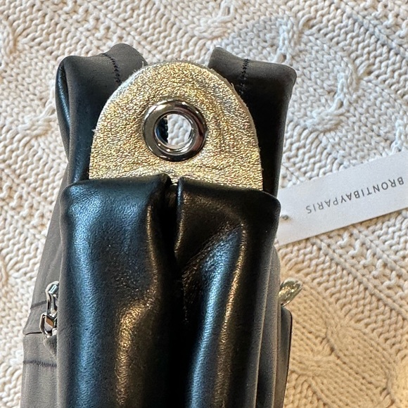 Brontibay Paris "Ravello" bag in black leather with cobalt satin lining - Picture 3 of 4